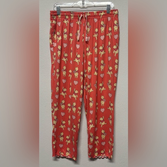 Winnie the Pooh GrayPeach Coral Short Sleeve & Pant Pajama Set Sz Large Disney - Picture 4 of 10